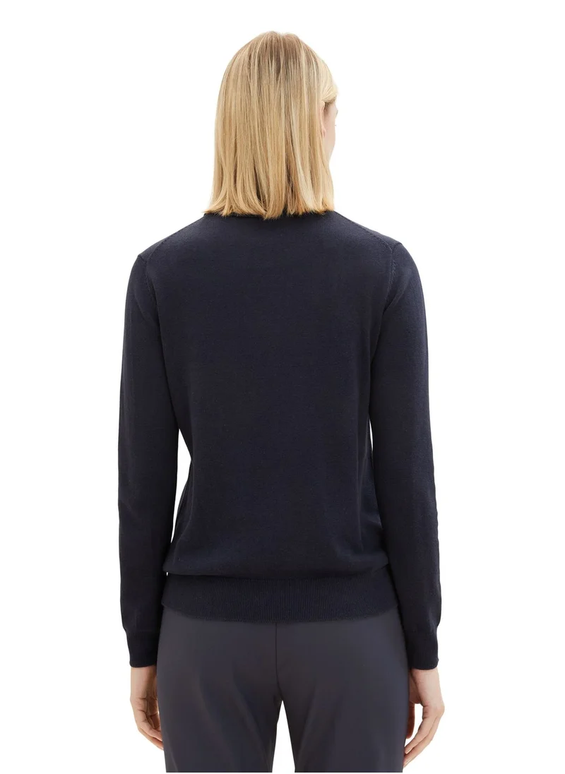 TOM TAILOR Turtle Neck Ribbed Top