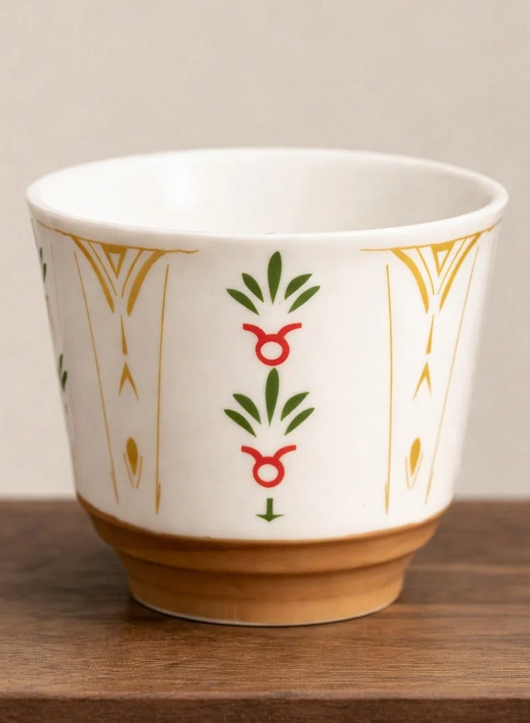 Tohfa Luxe Tohfa Luxe Heena Ceramic Cup Set of 2 – Colorful Arabic Print – Handcrafted Middle Eastern Coffee & Tea Cups – Gift-Ready