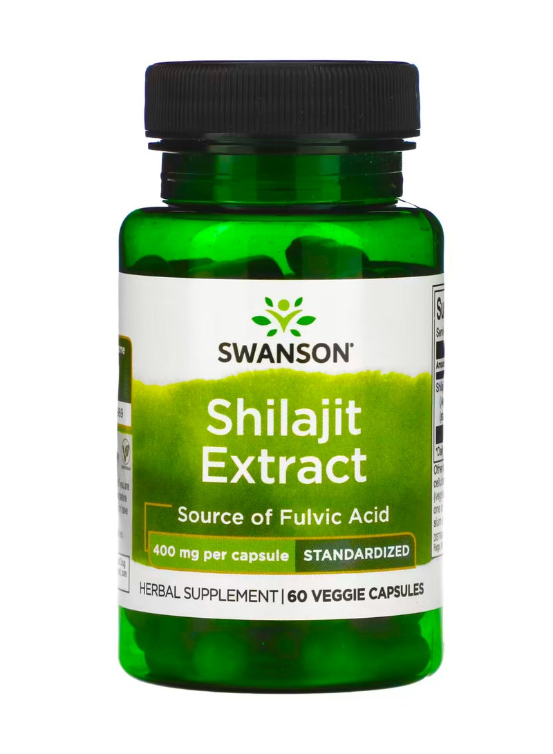 سوانسون مستخلص شيلاجيت ، موحد ، 400 ملجم ، 60 كبسولة نباتية