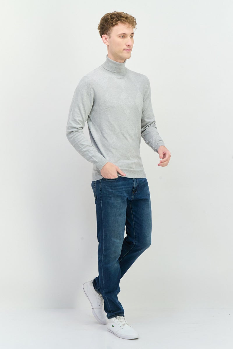 Sorbino Men Mock Neck Long Sleeves Heather Sweatshirt, Grey - Image 4