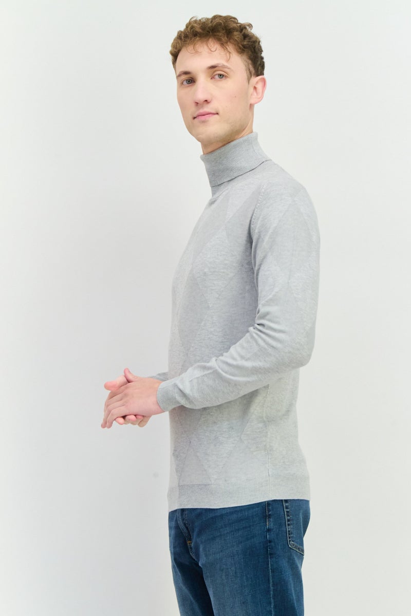 Sorbino Men Mock Neck Long Sleeves Heather Sweatshirt, Grey - Image 2