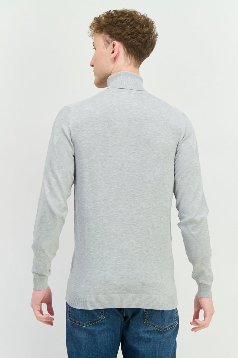 Sorbino Men Mock Neck Long Sleeves Heather Sweatshirt, Grey - Image 3