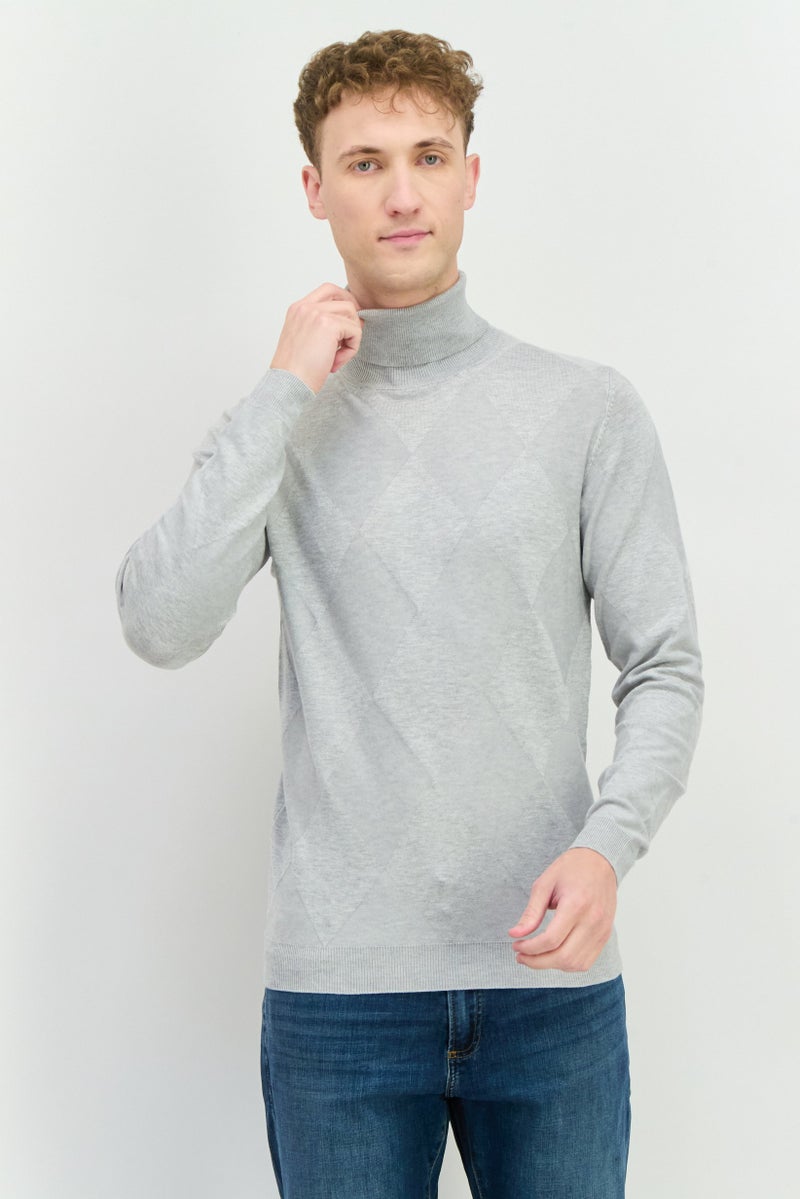 Sorbino Men Mock Neck Long Sleeves Heather Sweatshirt, Grey - Image 1