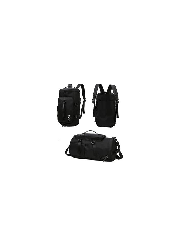 Formva Sport Gym Duffle Travel Bag Lightweight Laptop Backpack for Men Women with Shoe Compartment Including Water Resistant Pouch, Black, Large - Image 1