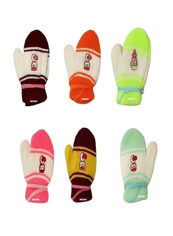 MIKONIKO Baby Gloves Winter Warm Knitted Mittens for Kids | Lovely Soft Mutthi Gloves |Pack of 6 Pairs,6-12 Months - Image 1