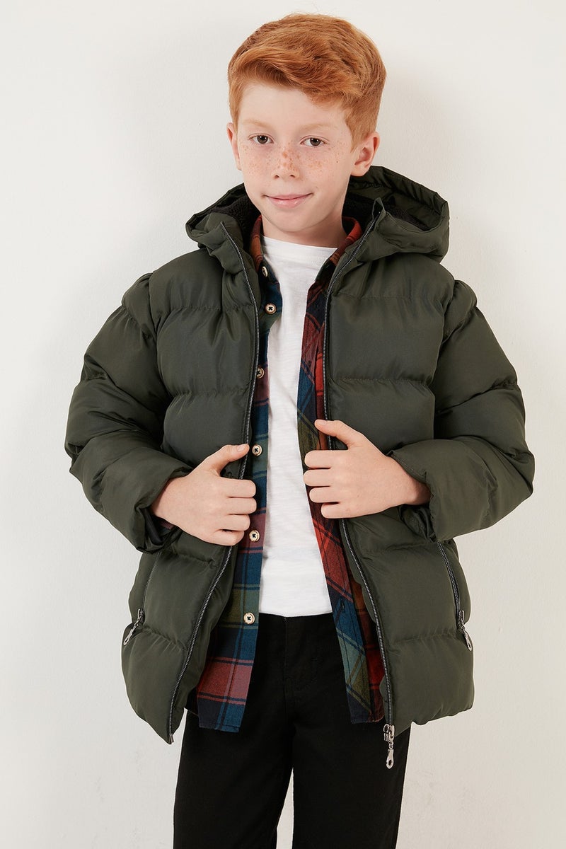 Lela Plush Lined Hooded Winter Coat with Pockets Boys' Coat 5761911  - Image 2