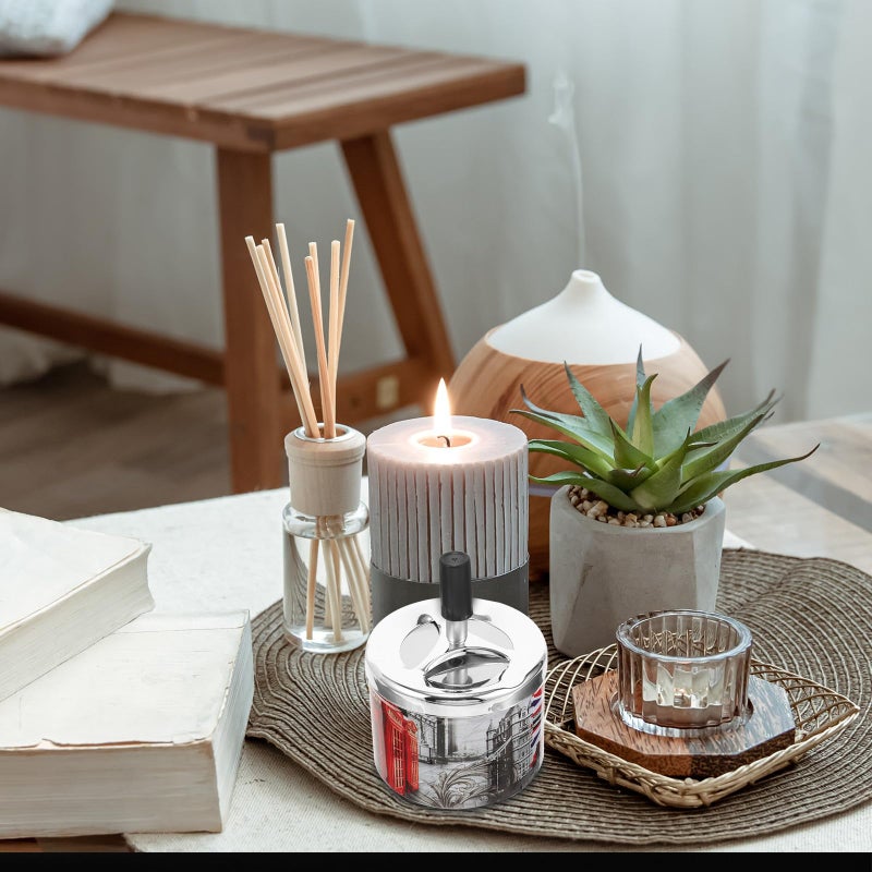 صينية دوارة غطاء معدنية منفضة سجائر تلقائية إطفاء دخان طاولة منزل سفر هدية - Image 4