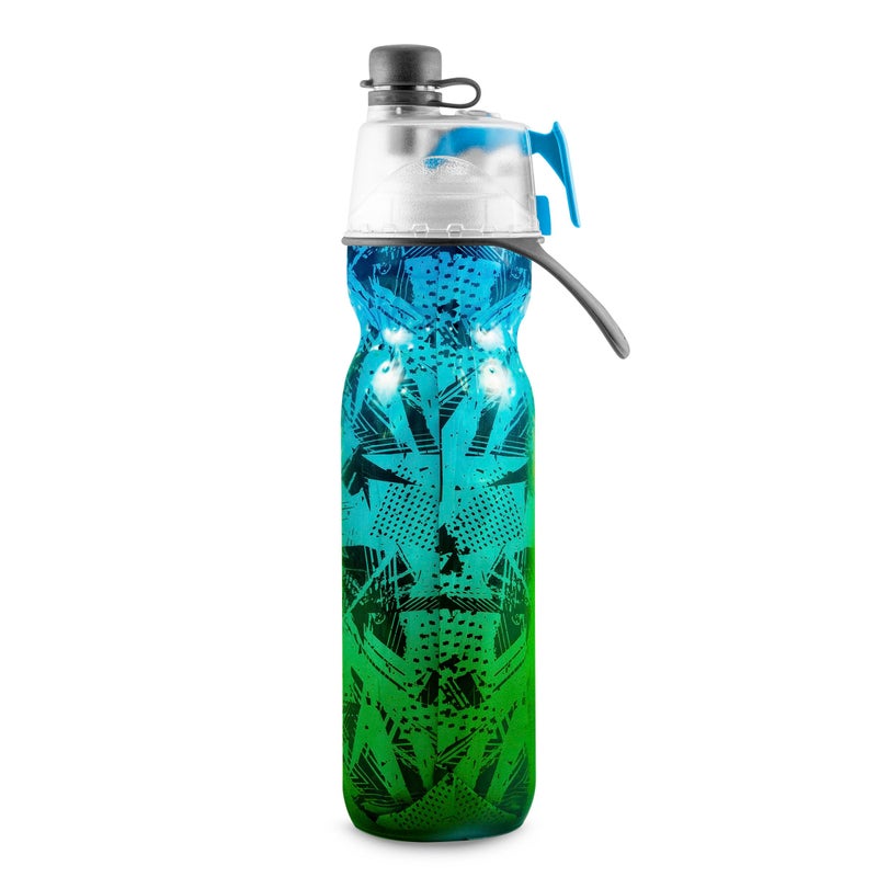 O2COOL Mist 'N Sip Misting Water Bottle 2-in-1 Mist And Sip Function With No Leak Pull Top Spout Reusable Sports Water Bottle - 20 oz (Ombre Prism Green) - Image 1