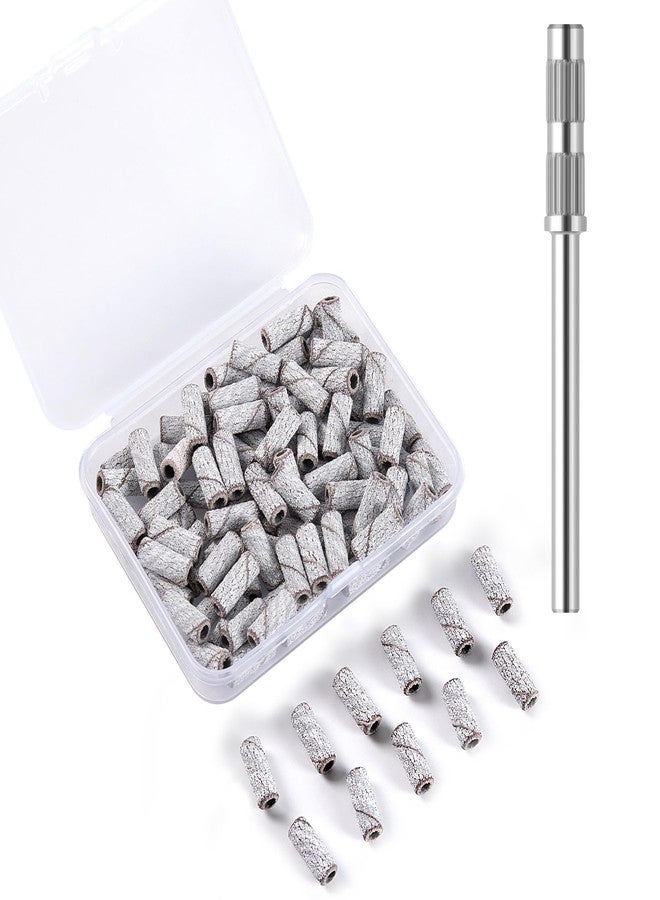 BITNBITH 100pcs Small Nail Sanding Bands for Nail Drill,3.1mm Mini Nail Sanding Mandrel Bits 120 Grit Medium Nail File Bits for Acrylic Nails Gel Manicure Pedicure Nail Prep Salon Supplies,Zebra - Image 1