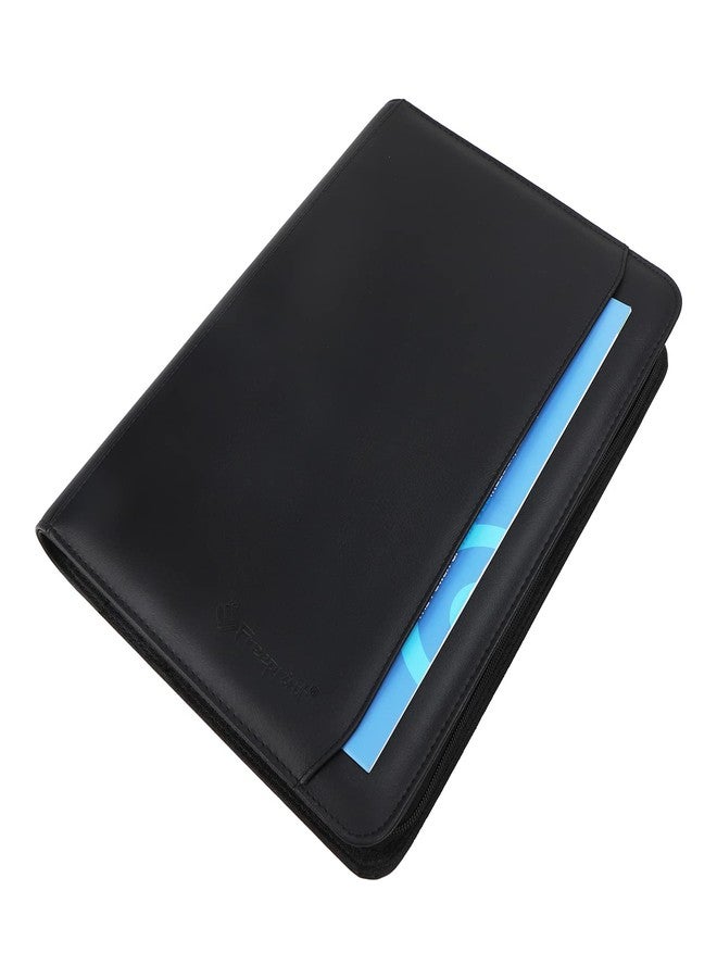 Freeprint Business Portfolio with Zipper 3 Ring Binder Organizer - PU Leather Folder Padfolio Document Organizer with Solar Calculator,Writing Pad - Image 2