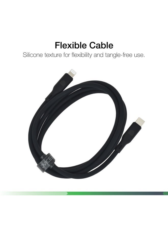 DVICED USB-C to lightning Charging & Data transfer 1.25m silicone cable  - Black - Image 4