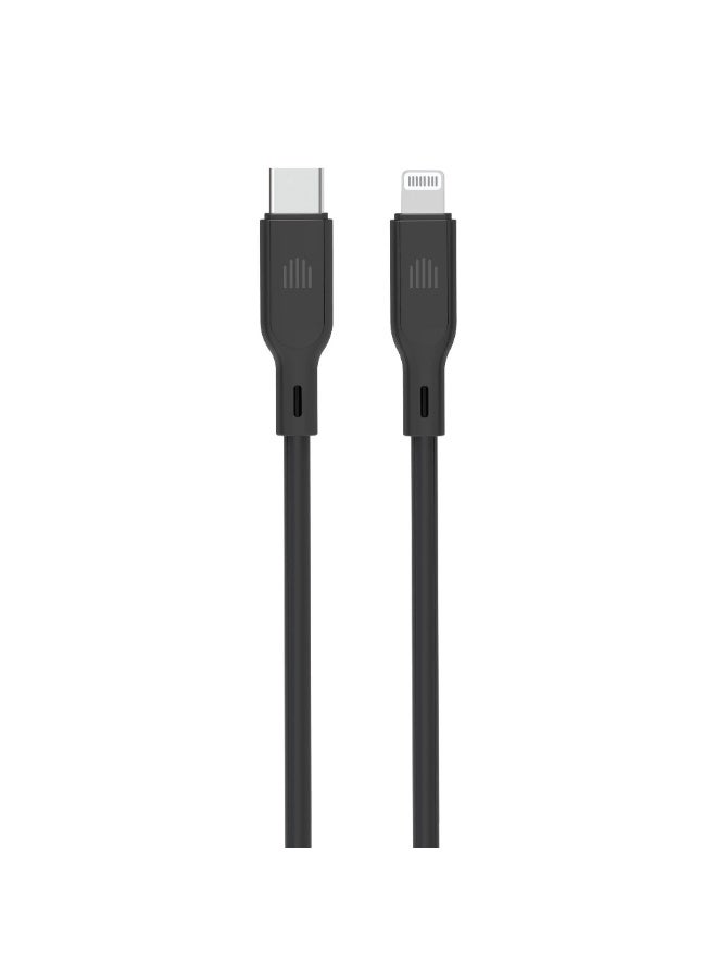 DVICED USB-C to lightning Charging & Data transfer 1.25m silicone cable  - Black - Image 1