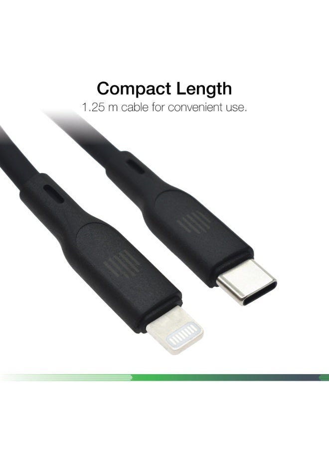 DVICED USB-C to lightning Charging & Data transfer 1.25m silicone cable  - Black - Image 3