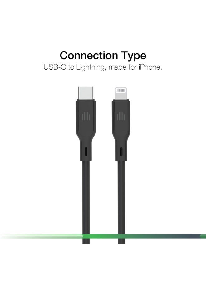 DVICED USB-C to lightning Charging & Data transfer 1.25m silicone cable  - Black - Image 2
