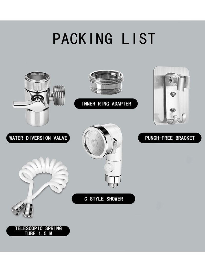 SYOSI Faucet Sprayer Hose Rinser Attachment Faucet Diverter and Adapter for Kitchen Faucet Bathroom Laundry Room Bathtub Bathing Babies Pets Washing Vegetables - Image 3