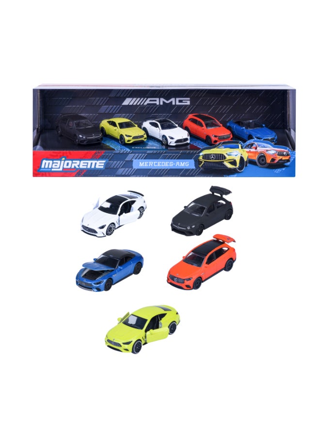 Majorette Mercedes-AMG Edition 5 Pieces Diecast Giftpack, 5 Officially Licensed 1:64 Scale Metal Toy Cars, 7.5 cm Vehicles with Freewheel, Suspension and Opening Parts, Ages 3+ - Image 1