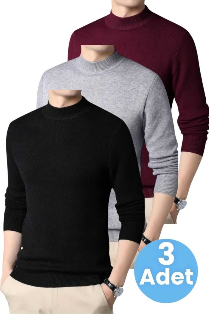 Tezzgelsin 3-Pack Men's Non-Pilling Half Turtleneck Knitwear Sweater Half Turtleneck Knitwear Sweater  - Image 5