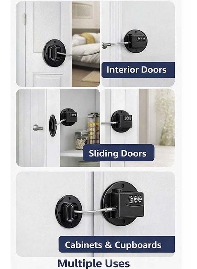 RION Child Safety Refrigerator Lock with Combination | Heavy Duty Fridge & Cabinet Lock | Strong No‑Drill Adhesive Baby Proof Lock for Freezer, Drawers & Kitchen Cabinets (Black) | Available in Pack of 2 & 4 - Image 5