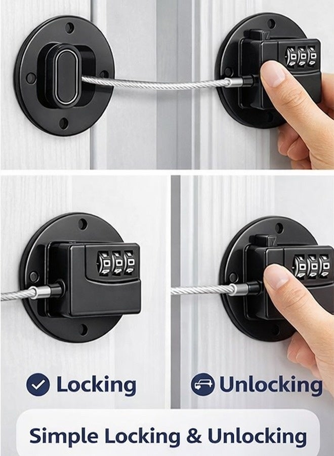 RION Child Safety Refrigerator Lock with Combination | Heavy Duty Fridge & Cabinet Lock | Strong No‑Drill Adhesive Baby Proof Lock for Freezer, Drawers & Kitchen Cabinets (Black) | Available in Pack of 2 & 4 - Image 4