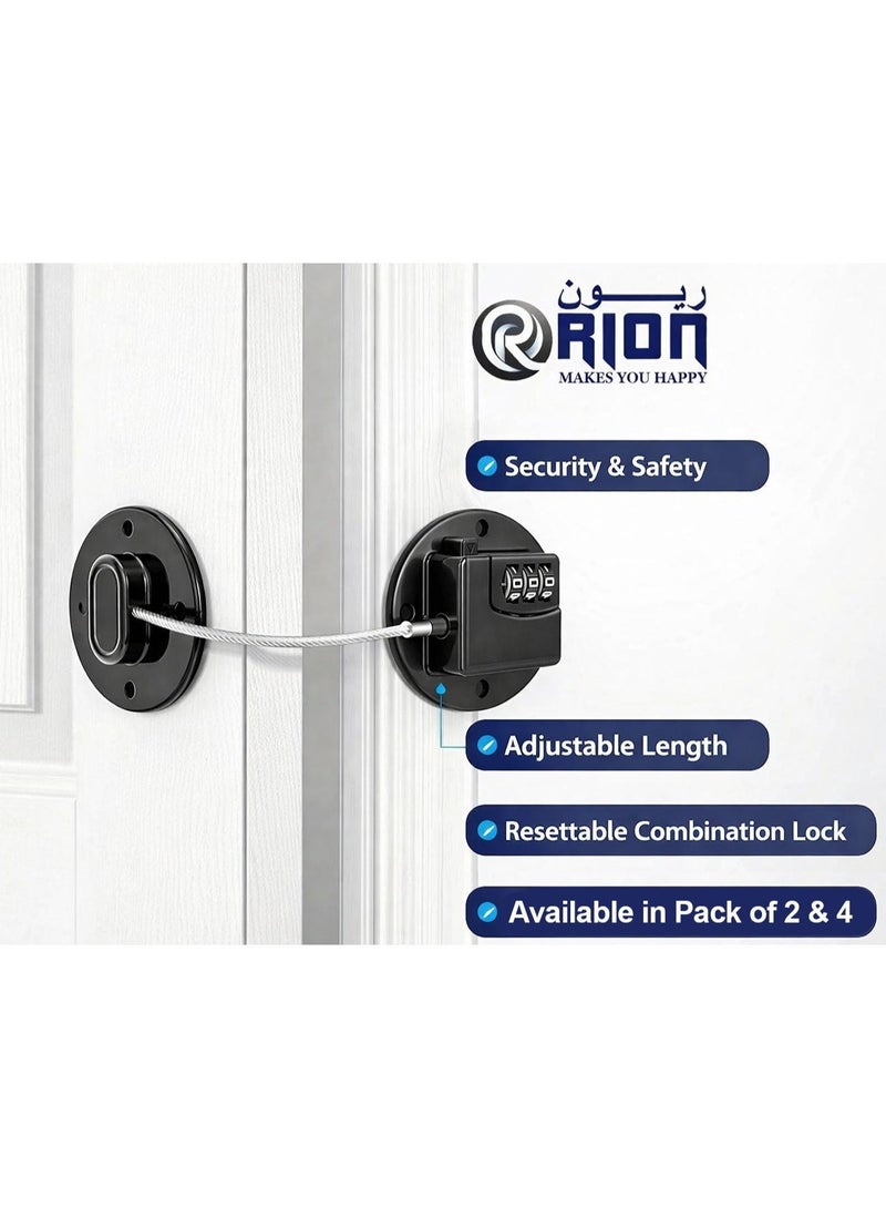 RION Child Safety Refrigerator Lock with Combination | Heavy Duty Fridge & Cabinet Lock | Strong No‑Drill Adhesive Baby Proof Lock for Freezer, Drawers & Kitchen Cabinets (Black) | Available in Pack of 2 & 4 - Image 1