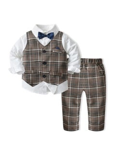 Generic 3-Piece Boys Suit Set for 3-4 Years Old, Vest, Shirt and Pants Set for Boys 100cm, Perfect for Eid and Parties  - Image 1