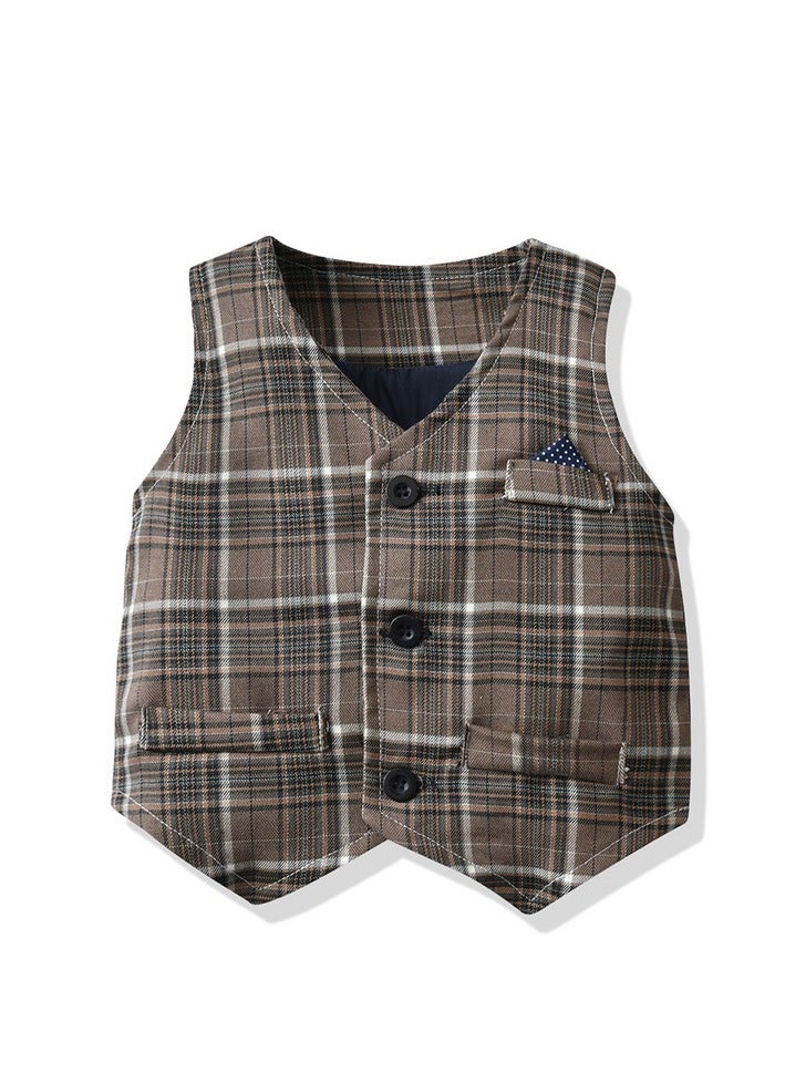 3-Piece Boys Suit Set for 3-4 Years Old, Vest, Shirt and Pants Set for Boys 100cm, Perfect for Eid and Parties  - Image 2