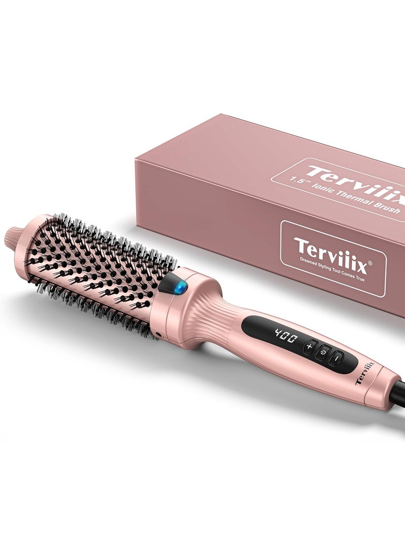 Terviiix Terviiix Thermal Brush Get Voluminous Style Quick Heating Hot Brush Ceramic Tourmaline Ionic Curling Brush Heated Curling Iron Digital Display 9 Temperatures Curling Wand Dual Voltage 15 Inch 