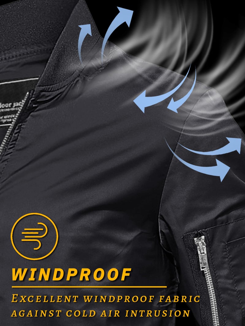 TACVASEN Bomber Jacket Men Black Jacket Men Zip Up Mens Jackets Casual Stylish Lightweight Mens Bomber Jackets Lightweight Windbreaker Jacket - Image 3