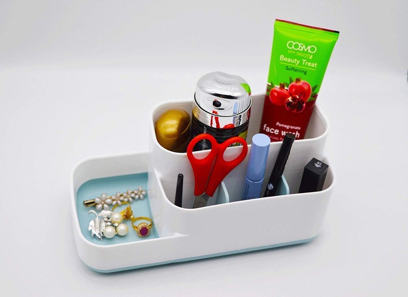 Leawall Bathroom Caddy 5 Comportment kitchen or Bathroom Storage Organizer, Toothbrush Holders Home Office and Toiletry Storage Sink Caddy Countertop Shaving Kit (Multicolor) Plastic,Cosmetics - Image 5
