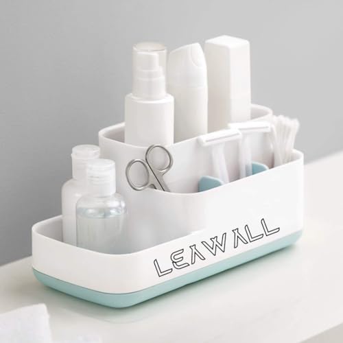 Leawall Bathroom Caddy 5 Comportment kitchen or Bathroom Storage Organizer, Toothbrush Holders Home Office and Toiletry Storage Sink Caddy Countertop Shaving Kit (Multicolor) Plastic,Cosmetics - Image 1