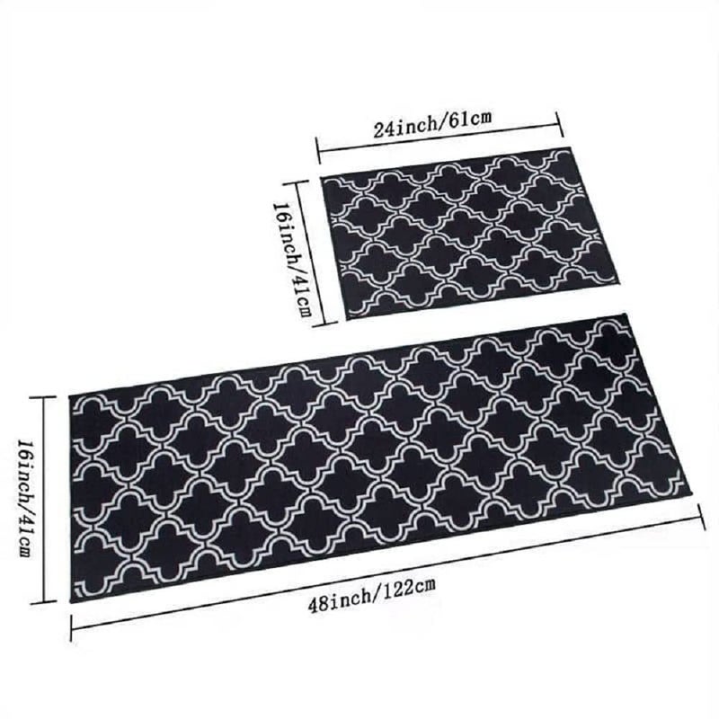 Home-Cloud Kitchen mat 6mm Fruit Printed Thick Anti Slip, Washable, Big Size, Printed, Designer Folding Kitchen Mat for Floor Home Bedroom Size (40 x 120 cm 40 x 60 cm)(Black_Carpet) - Image 2