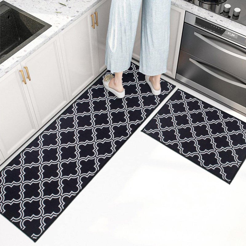 Home-Cloud Kitchen mat 6mm Fruit Printed Thick Anti Slip, Washable, Big Size, Printed, Designer Folding Kitchen Mat for Floor Home Bedroom Size (40 x 120 cm 40 x 60 cm)(Black_Carpet) - Image 1