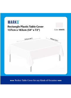 MARKQ Disposable Table Cover For Bridal Shower Wedding And Birthday Party Decorations White  - Image 2
