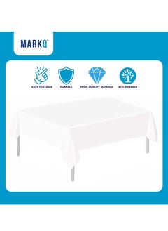 MARKQ Disposable Table Cover For Bridal Shower Wedding And Birthday Party Decorations White  - Image 3
