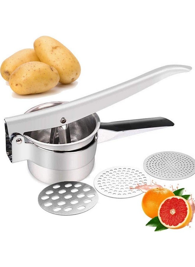 we3 Potato Ricer Fruit and Vegetable Masher with 3 Interchangeable Discs Stainless Steel 29cm. - Image 1