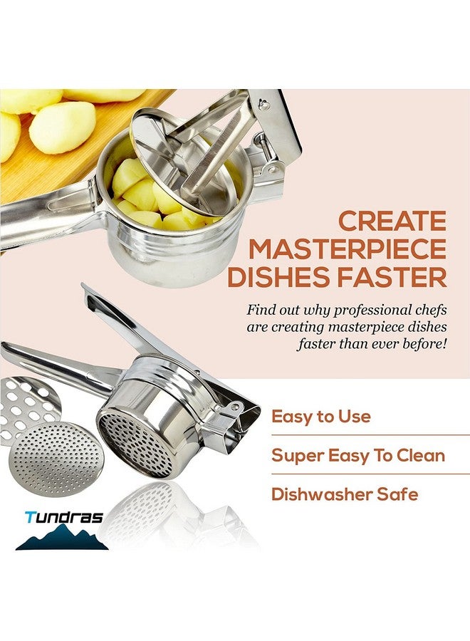 we3 Potato Ricer Fruit and Vegetable Masher with 3 Interchangeable Discs Stainless Steel 29cm. - Image 3