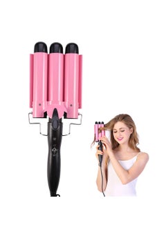 Semme Semme Wavy Hair Curler Ceramic Heated 3 Barrel Iron Temperature Adjustable Portable 4 Size Iron Wand Curler DIY Curly Hair Styling Tools 32mm 