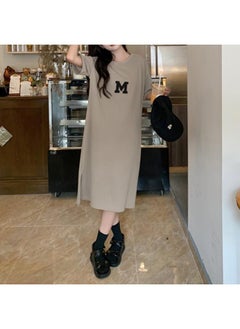 Summer New Large Size Women's Clothing Chubby Sister Loose Belly Covering Skinny Knee T-shirt Dress