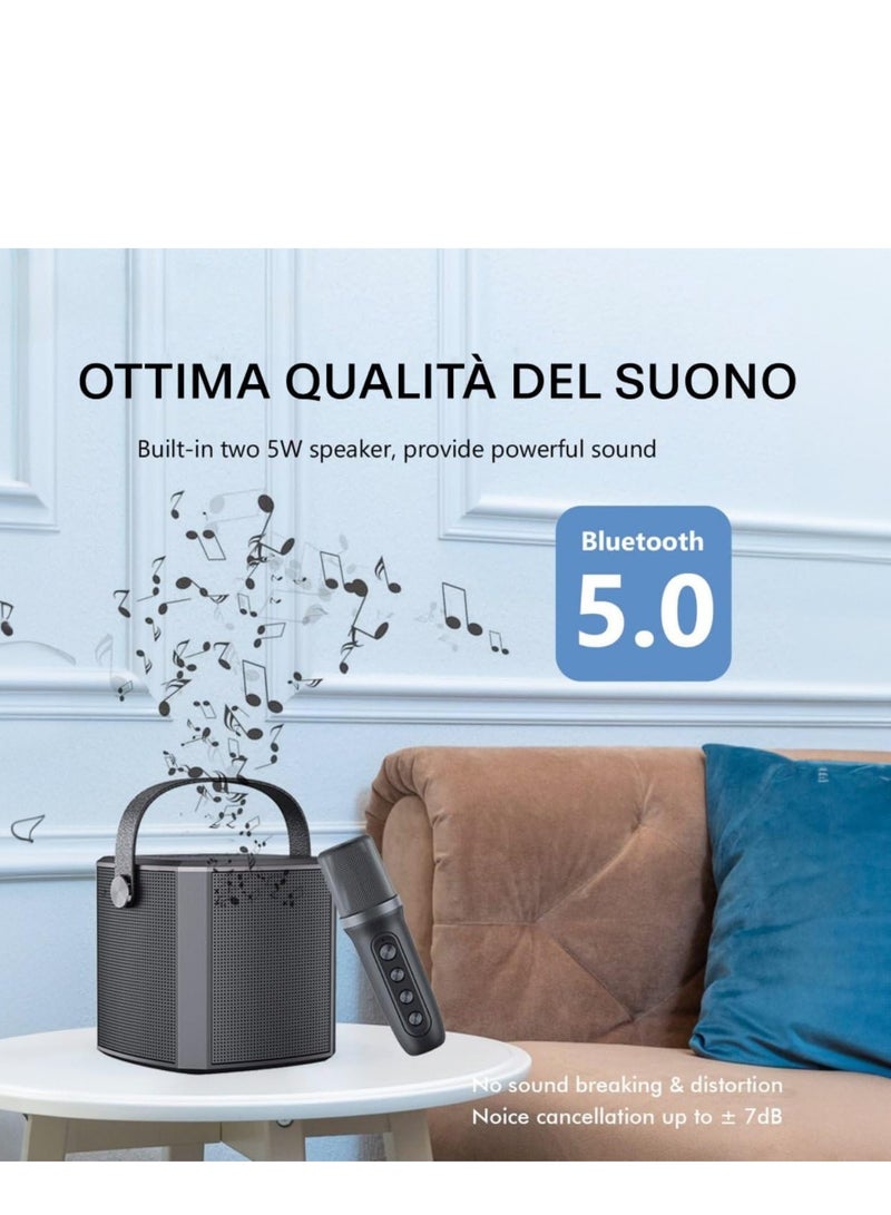 JAJEEK Portable Bluetooth Karaoke Speaker with Rechargeable Wireless Microphone | Type-C Charging, Multiple Voice Modes, TF Card Support | Compact Singing Machine for Parties & Events (Black) - Image 3