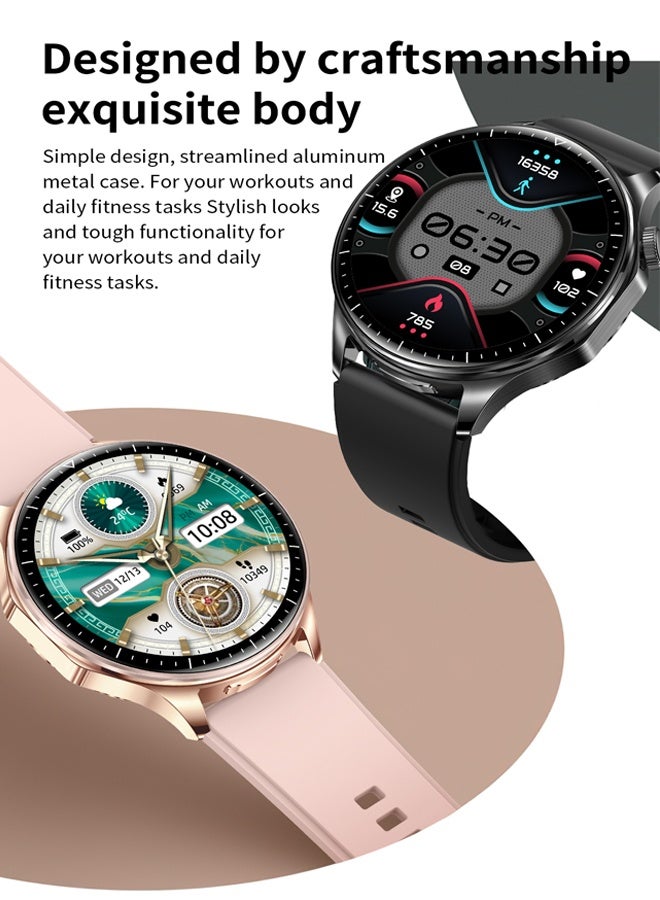 رولستيمي ساعة ذكية مع سماعات الأذن ، ساعة الأعمال ، 2 في 1 توس الساعات الذكية ، 1.43 " الملونة أمولد عرض ساعة ذكية لالروبوت دائرة الرقابة الداخلية ، مقاوم للماء اللياقة البدنية المقتفي وقت طويل الاستعداد ووتش تي 98 الوردي - Image 4