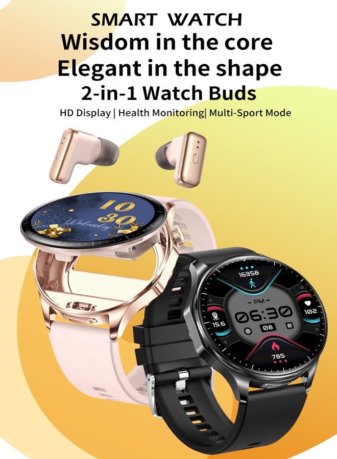 رولستيمي ساعة ذكية مع سماعات الأذن ، ساعة الأعمال ، 2 في 1 توس الساعات الذكية ، 1.43 " الملونة أمولد عرض ساعة ذكية لالروبوت دائرة الرقابة الداخلية ، مقاوم للماء اللياقة البدنية المقتفي وقت طويل الاستعداد ووتش تي 98 الوردي - Image 2