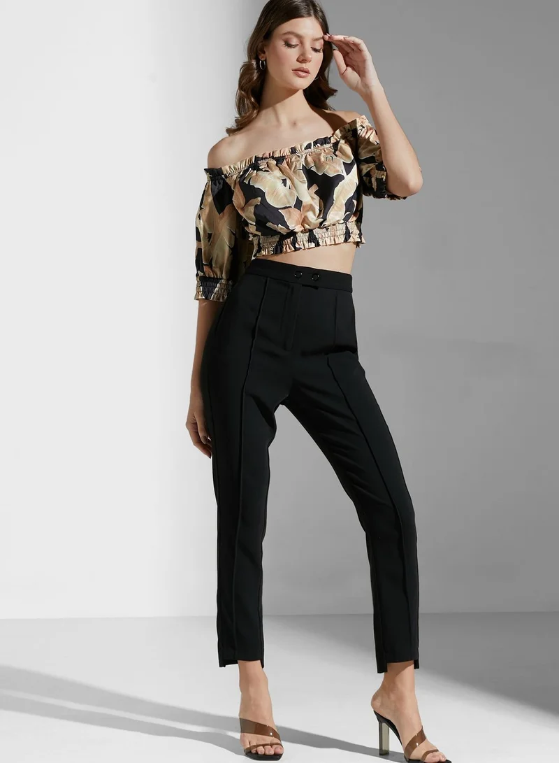 Keepsake Bardot Printed Crop Top