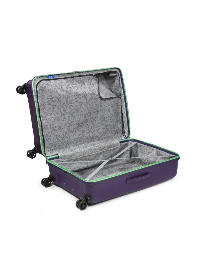 Skybags Play Set of 2 Polypropylene(PP), 4 Spinner Double Wheel Trolley Bags for Travel, Hard Case Lightweight Bag with TSA Lock, Tough Suitcase for Travel (Large-28, Cabin-20 Inch), Purple
