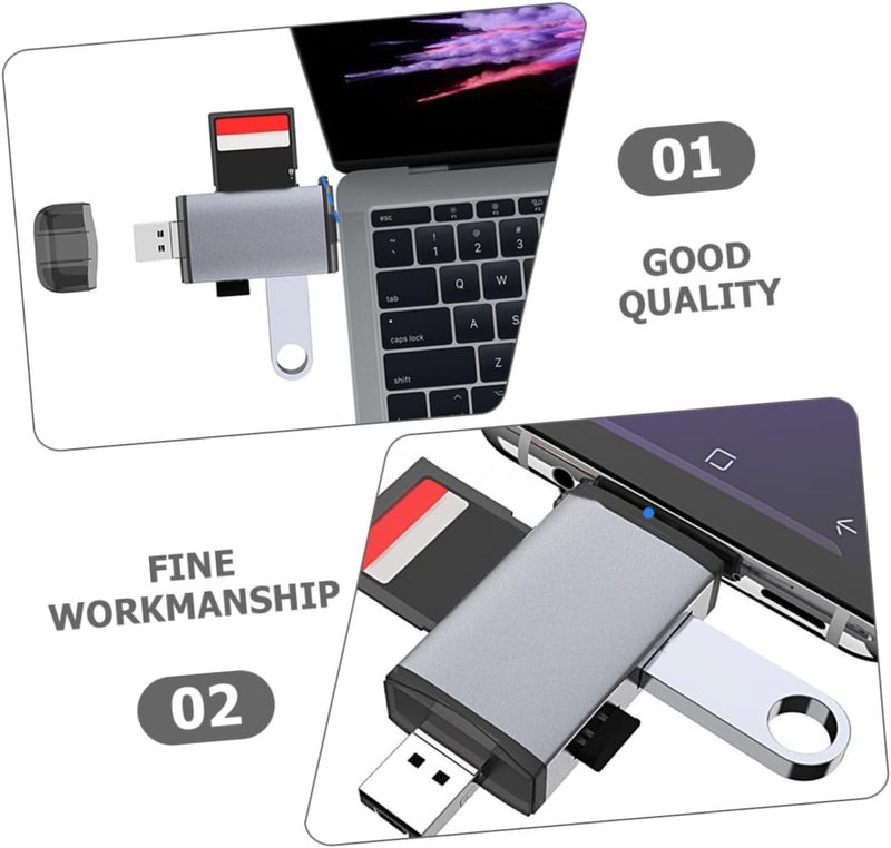 Multi-Functional USB C Memory Card Reader OTG Converter with USB High-Speed Data Transfer for Laptop Phone Tablet Compatible with SD Cards - Image 2