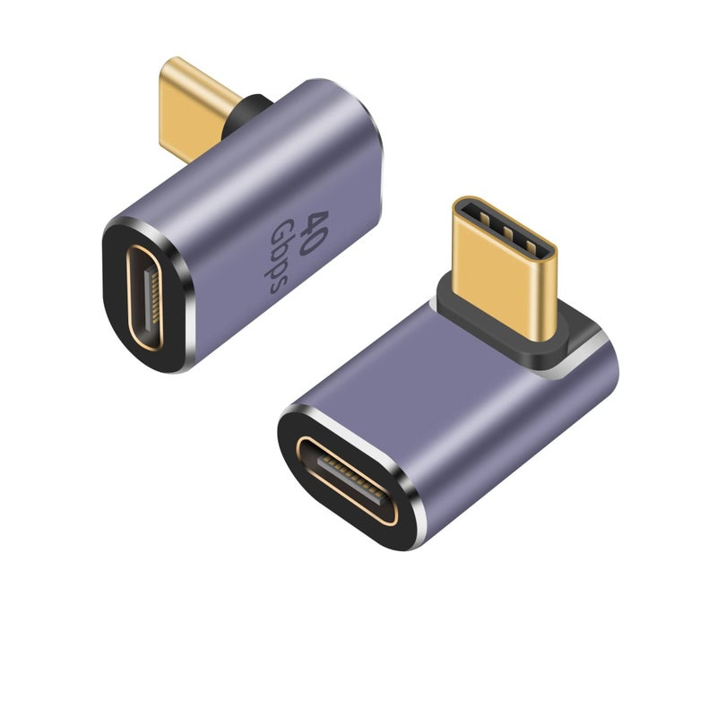 Barakah USB 90 Degree Adapter Cable Adapter, 2pack 40Gbps USB C Adapter,  UP Angle Type C Extender Video Display 100W Charging for Thunderbolt 4/3, USB4, HUB, Mobile Phone, Tablet - Image 1