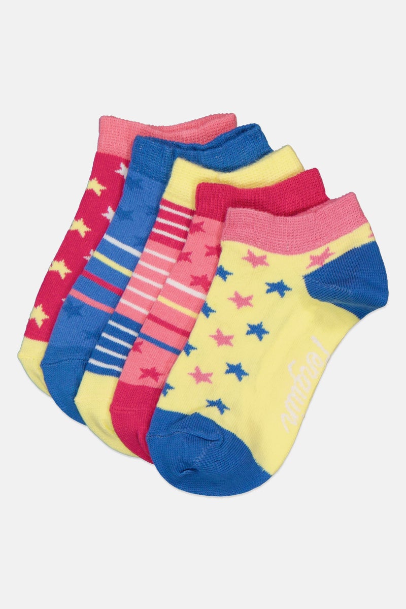 Original Penguin Kids Girl 5 Pairs Printed Ankle Socks, Multicolor - Image 1