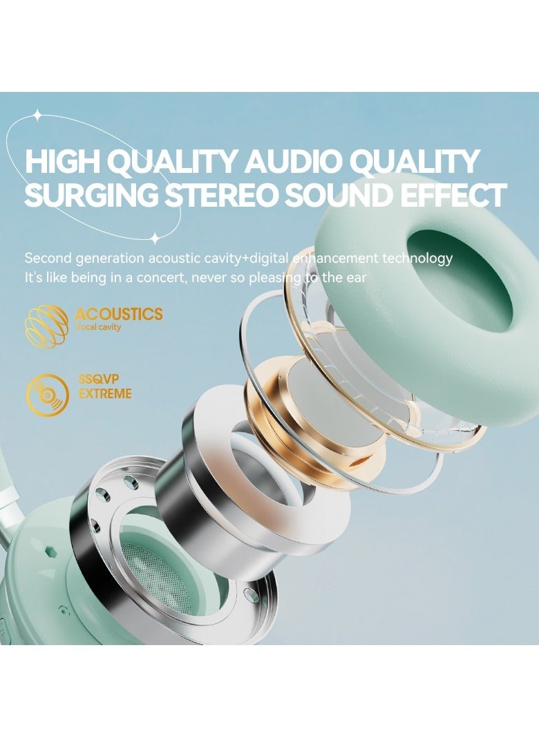 GULFLINK KE-30 Wireless Headset Over-Ear Headphones Bluetooth Pc Gaming Headphones Green  - Image 5