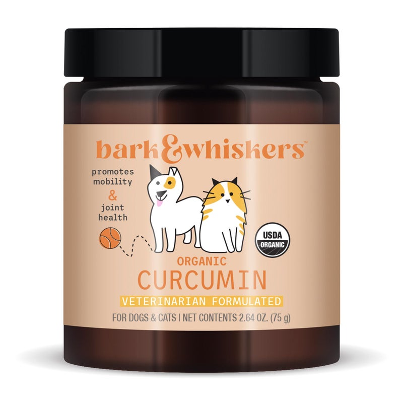 Dr. Mercola Bark & Whiskers Organic Curcumin, 2.64 Oz. (75 g), 300 Scoops, Promotes Mobility & Joint Health, Veterinarian Formulated, Non-GMO, Certified USDA Organic, Dr. Mercola - Image 1