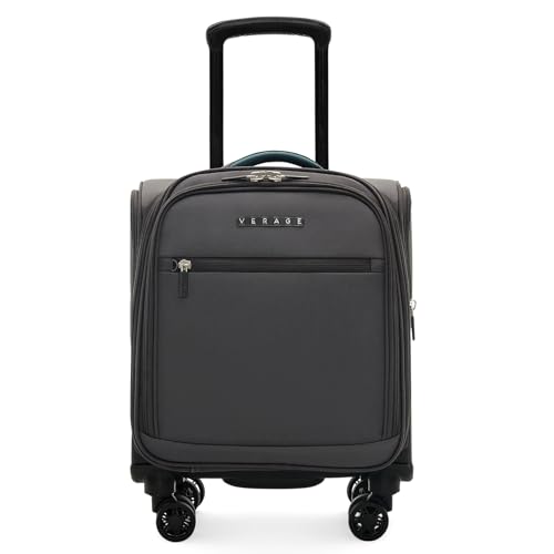 Verage 14 inch Underseat Carry On Luggage with Wheels, Grey Softside Small Suitcase Spinner Wheeled Rolling Travel Laptop Bag for Airlines Airplanes Short Trip Men Women - Image 1