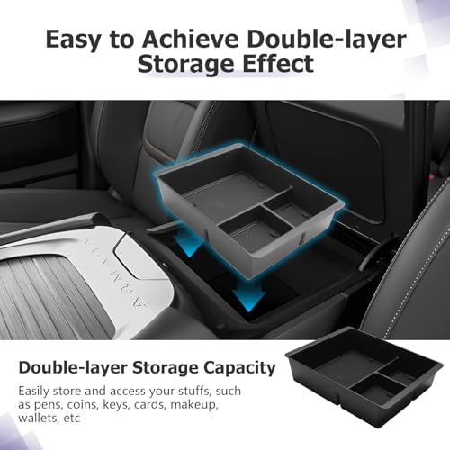 LUWU 2026 Armada Center Console Organizer Tray Compatible with 2025 2026 Nissan Armada Accessories 2025 2026 Armada SV/SL/Platinum Armrest Console Organizer Armrest Organizer Insert Tray Black 2-Pack - Image 4